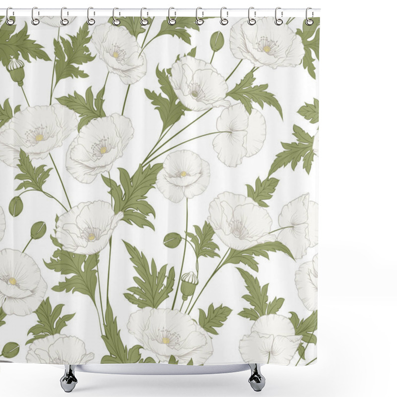 Personality  Pattern Of Poppy Flowers. Shower Curtains