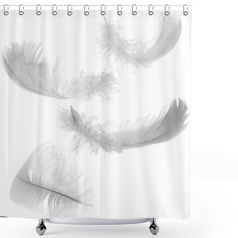 Personality  Four White Feathers Shower Curtains