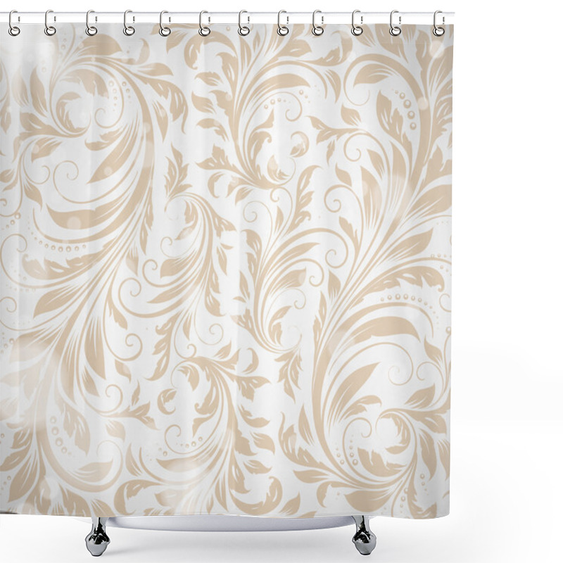 Personality  Seamless White Damask Wallpaper Shower Curtains