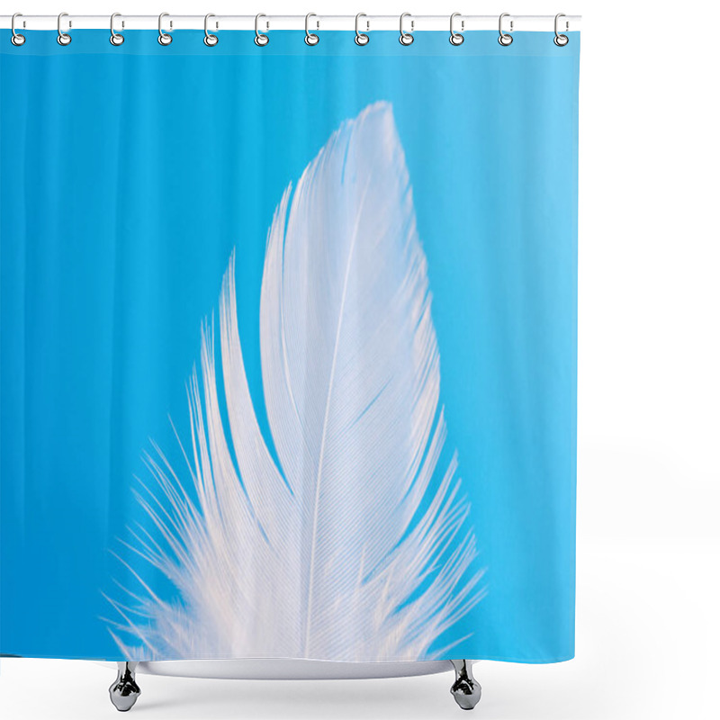 Personality  Feather Close-up Macro On Blue Background Shower Curtains