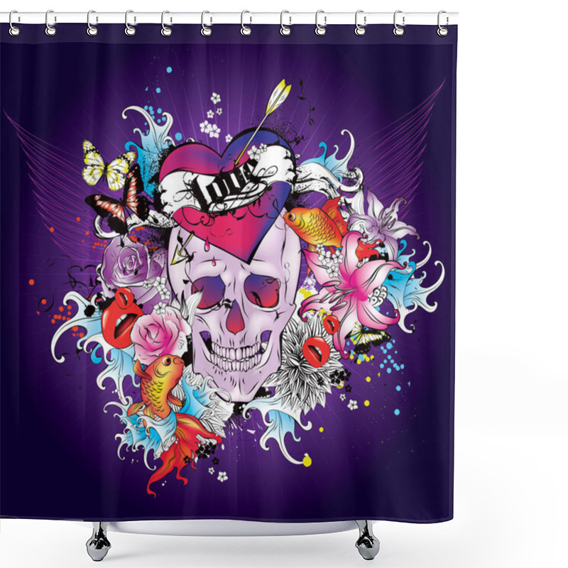 Personality  Skull T-shirt Graphic Shower Curtains