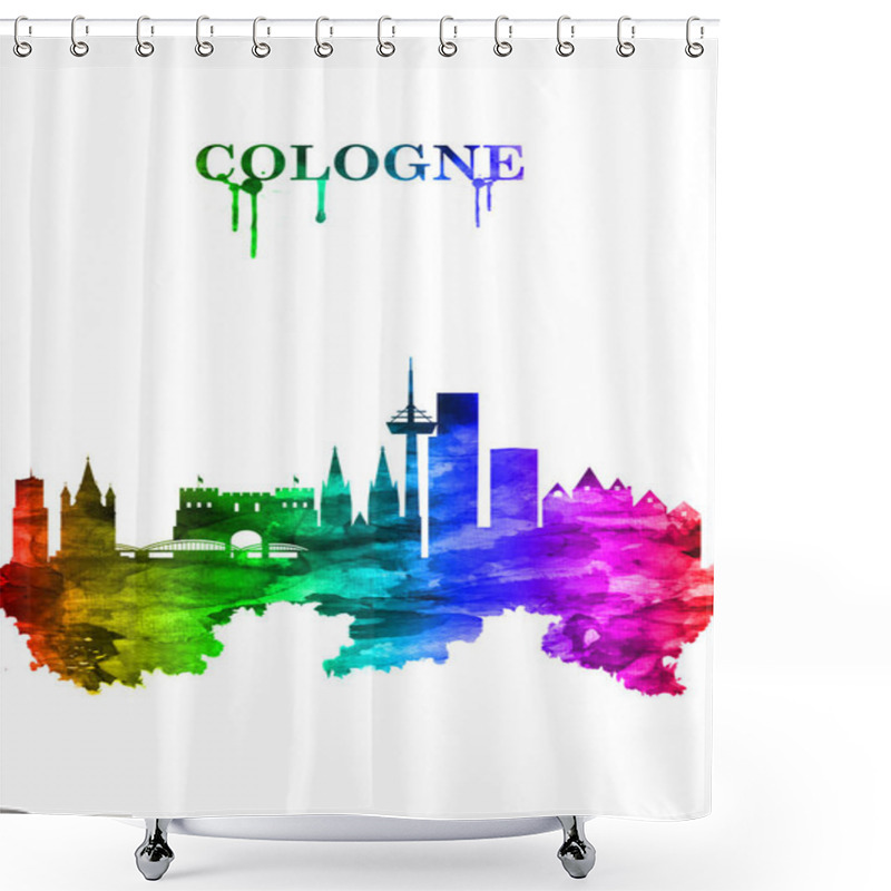 Personality  Portrait Rainbow Skyline Of Cologne, A 2,000-year-old City Spanning The Rhine River In Western Germany Shower Curtains