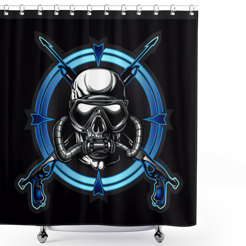 Personality  Diver Skull.Dead Diver.Skull Illustration  Shower Curtains