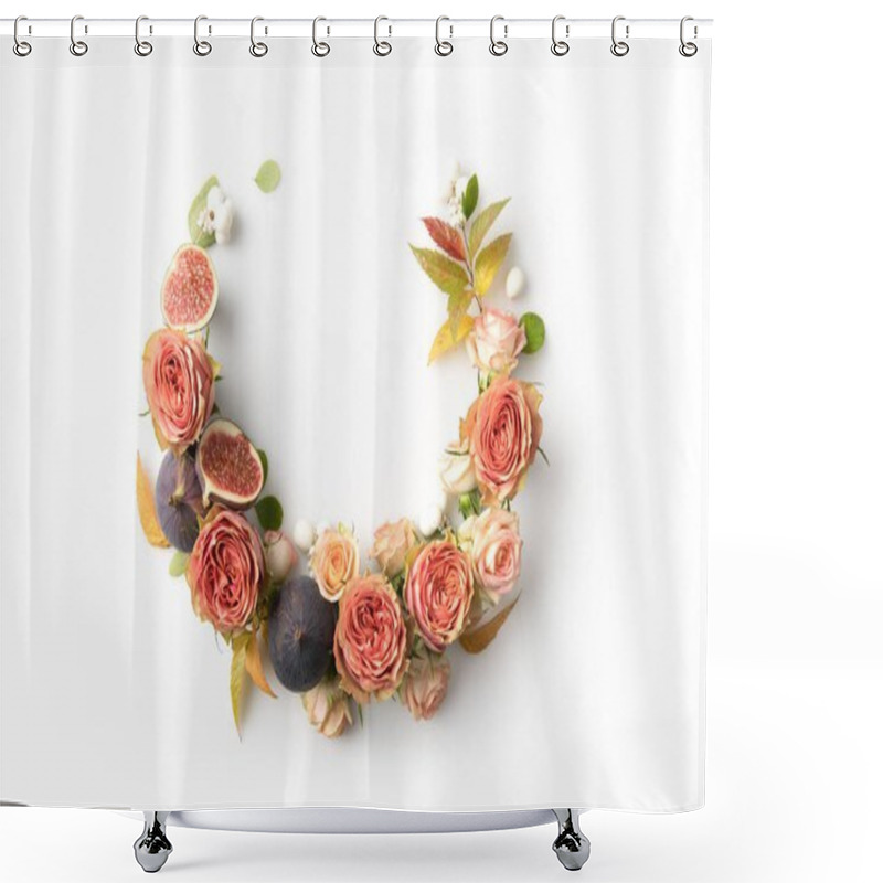 Personality  Pink Flower Wreath With Figs Shower Curtains