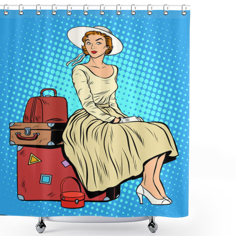 Personality  Girl Passenger Baggage Travel Trip Shower Curtains