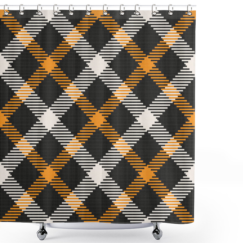 Personality  Diagonal Tartan Fabric Texture Shower Curtains