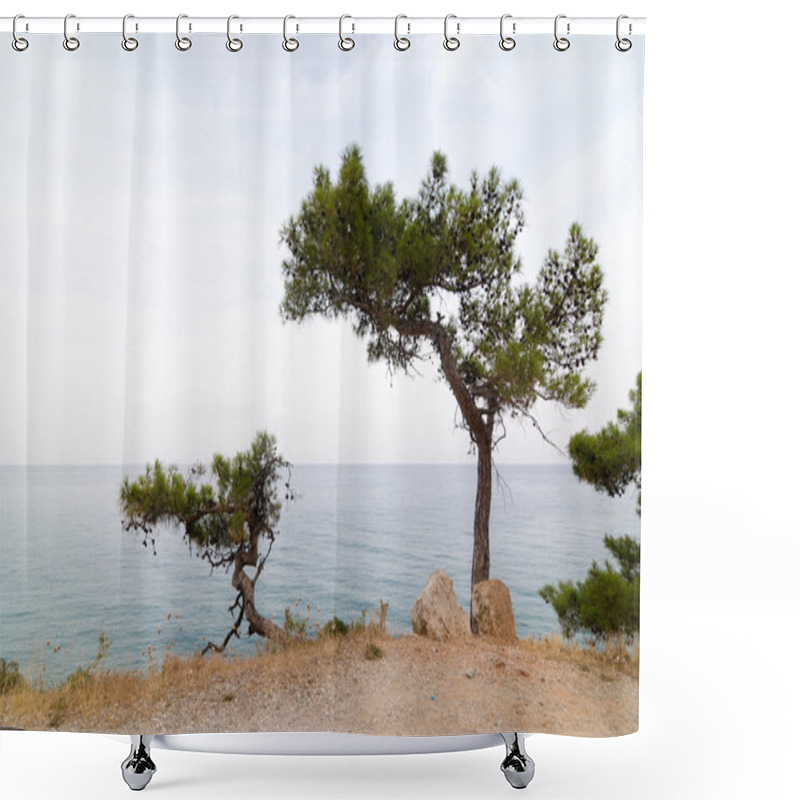 Personality  Pine Trees On A Sea Shore Shower Curtains