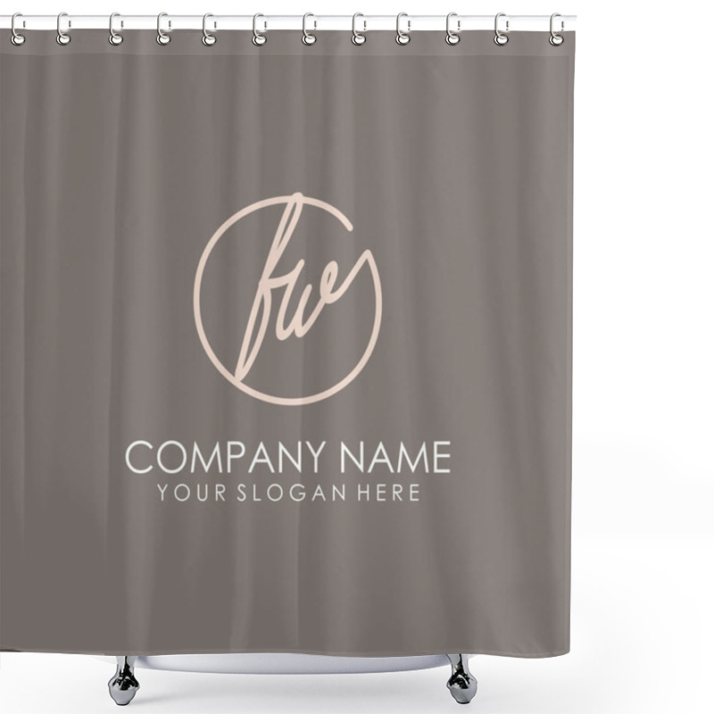 Personality  FW Initial Letter Handwriting And Signature Logo. A Concept Handwriting Initial Logo With Template Element Shower Curtains