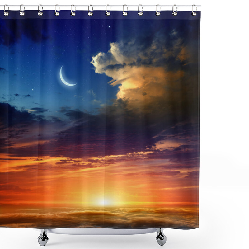 Personality  Red Sunset And Moon Shower Curtains