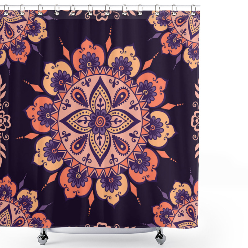 Personality  Mehendy Mandala Flower Vector Shower Curtains