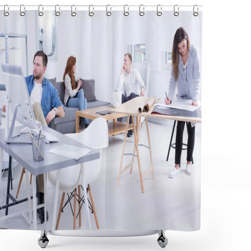 Personality  Modern Workplace Organization Shower Curtains