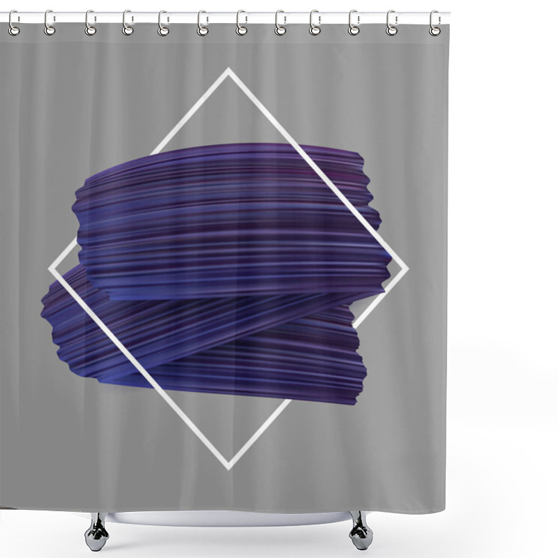 Personality  White Rhombus Frame With Purple Paint Brush Strokes On Grey Background. Vector Illustration. Shower Curtains