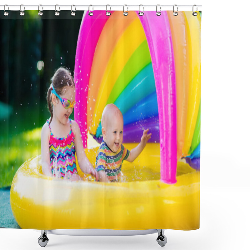 Personality  Kids Playing In Swimming Pool Shower Curtains