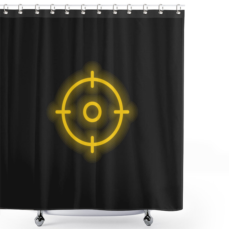 Personality  Aim Yellow Glowing Neon Icon Shower Curtains