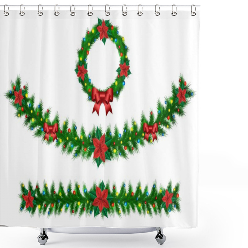 Personality  Christmas Garland Vector Illustration Shower Curtains