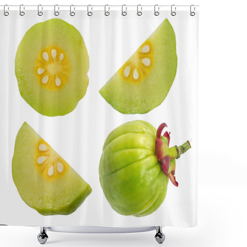 Personality  Garcinia Atroviridis Fruit Isolated On White Background Shower Curtains