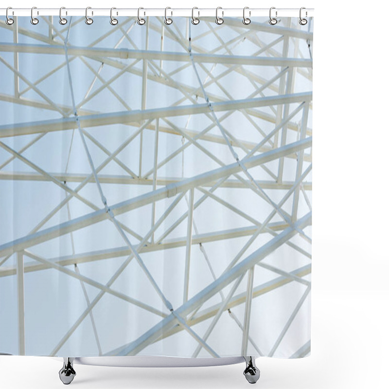 Personality  Metallic Parts Of Observation Wheel Construction Against Blue Sky Shower Curtains