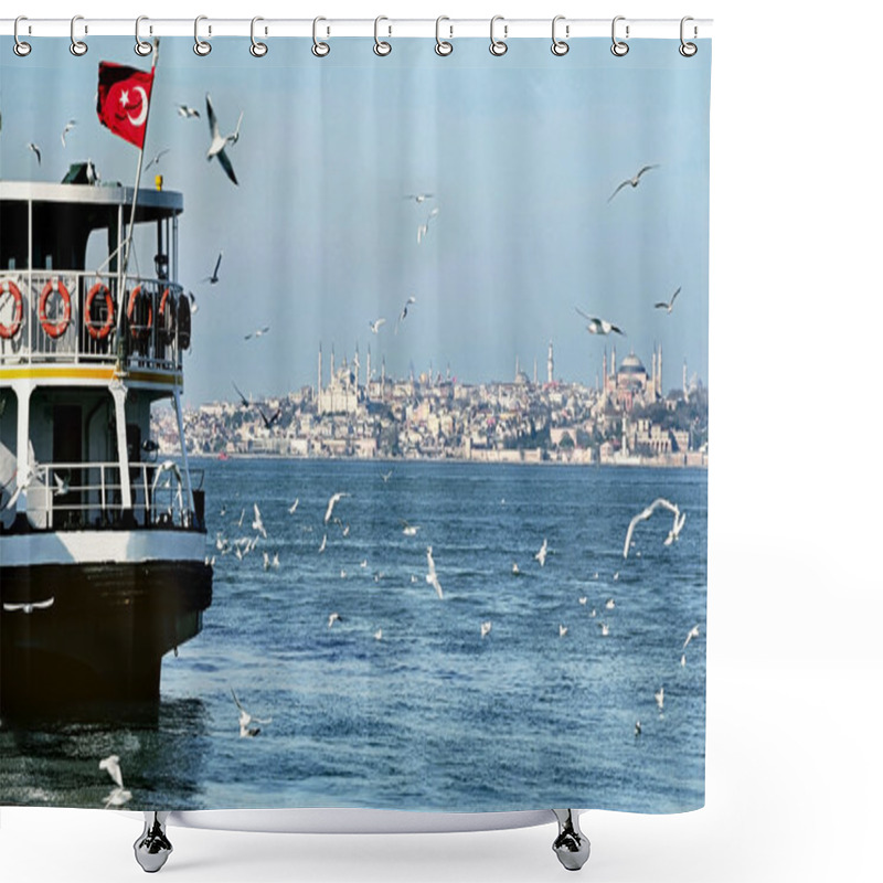 Personality  Istanbul Views. Against European Side Of Istanbul Coast. Shower Curtains