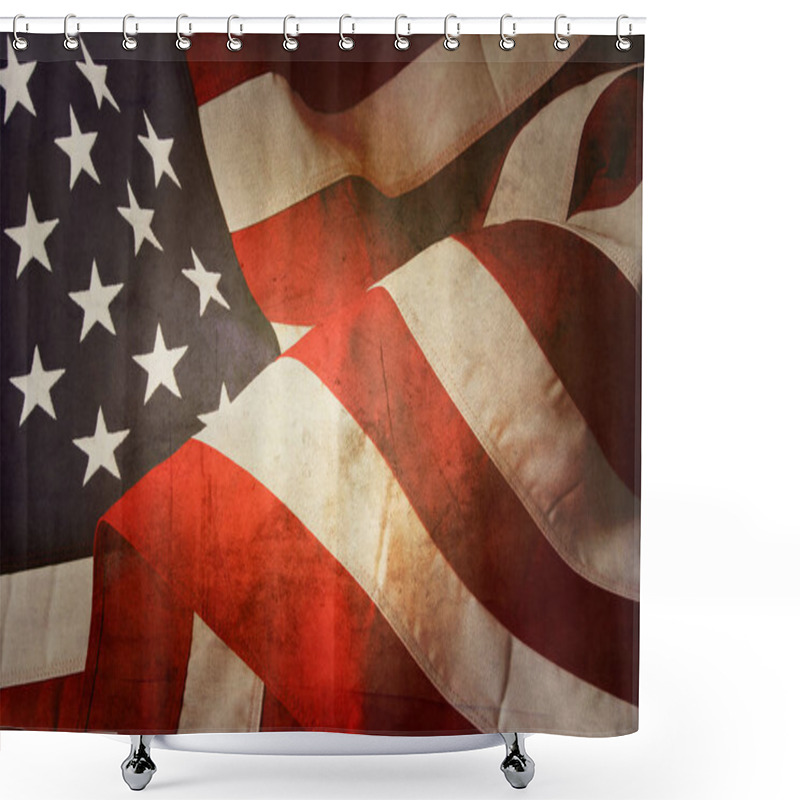 Personality  Closeup Of Grunge American Flag Shower Curtains