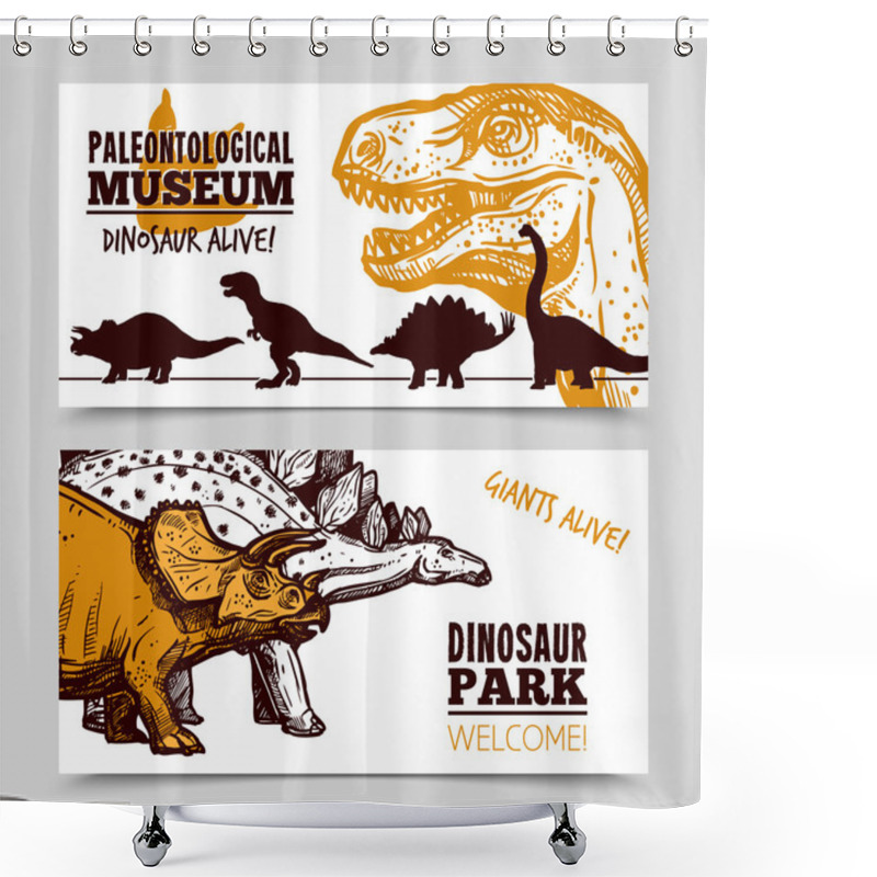 Personality  Dinosaurs Museum Exposition 2 Banners Set Shower Curtains