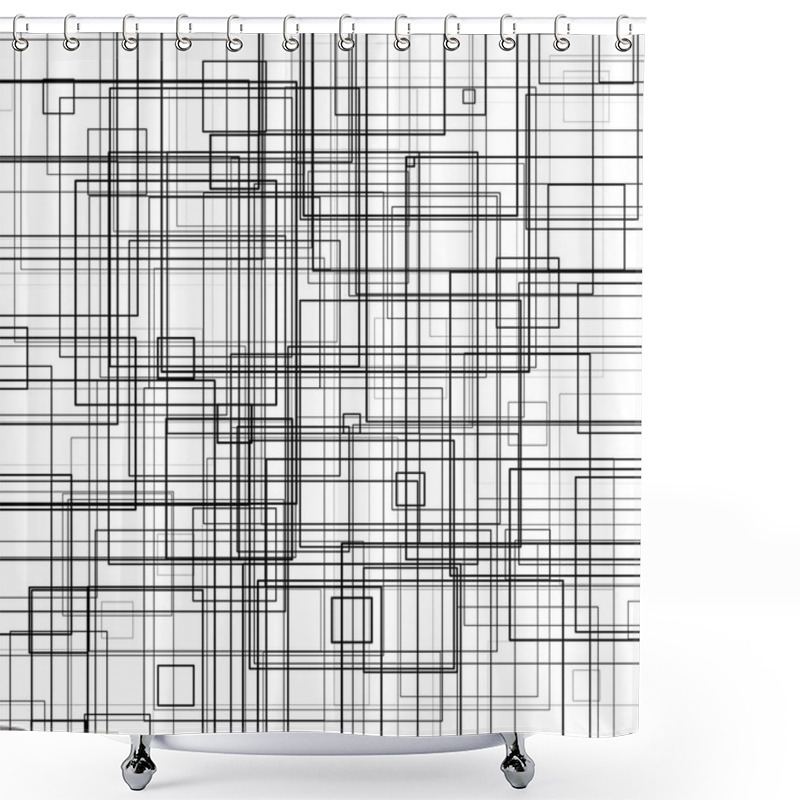 Personality  Pattern With Random Thickness Squares Shower Curtains