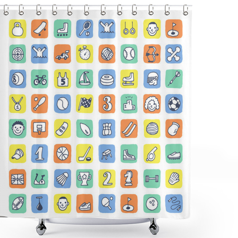 Personality  Doodle Sport Icons Set Shower Curtains