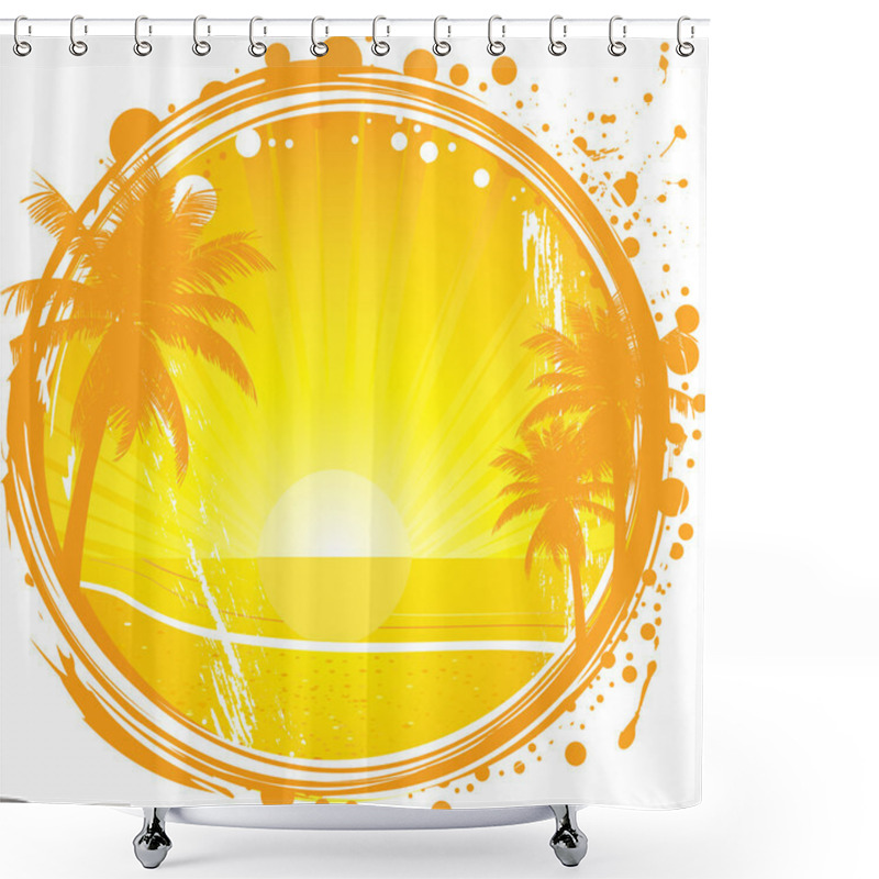 Personality  Tropical Frame, Sunset On The Beach, Vector Illustration, EPS File Included Shower Curtains