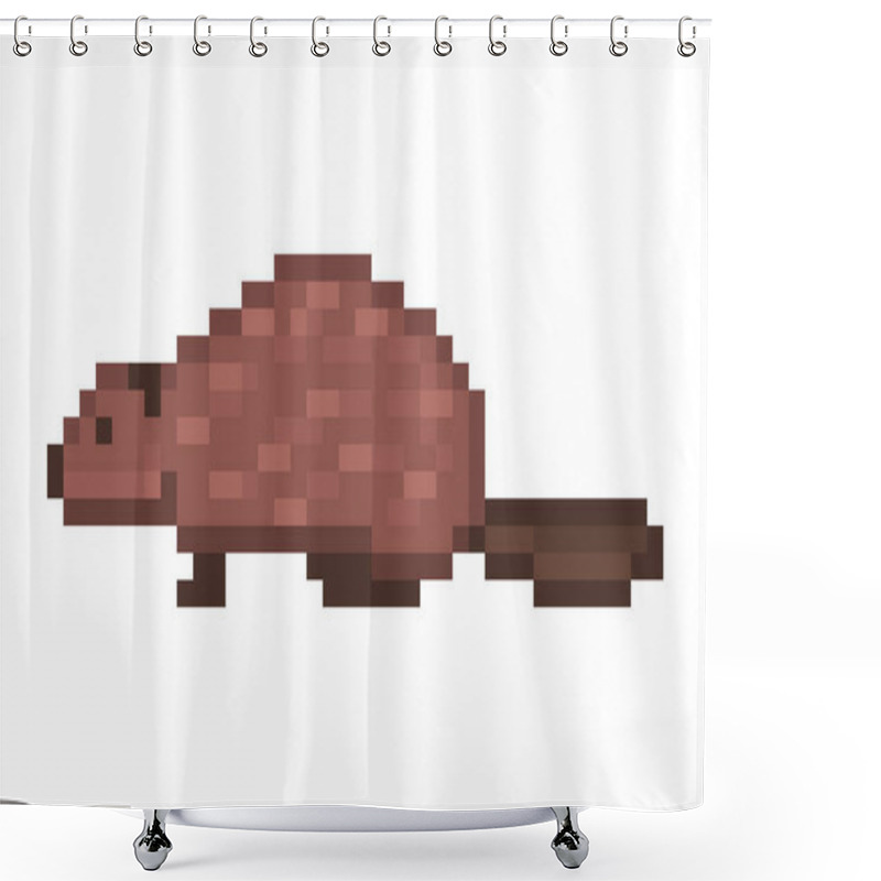 Personality  Side View Beaver Pixel Art Character Icon Isolated On White Background. 8 Bit Wildlife Forest Animal Symbol. Old School Vintage Retro Slot Machine/video Game Graphics. Shower Curtains