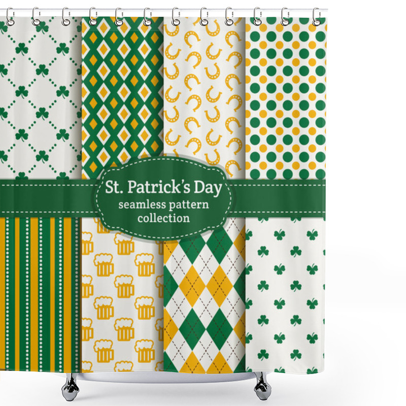 Personality  Happy St. Patrick's Day! Set Of Vector Seamless Patterns. Shower Curtains