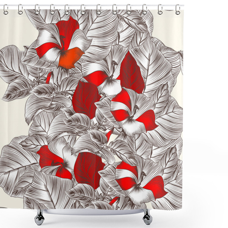 Personality  Floral Seamless Pattern With Engraved Flowers Shower Curtains