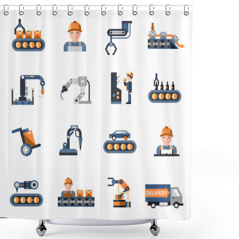 Personality  Production Line Icons Shower Curtains