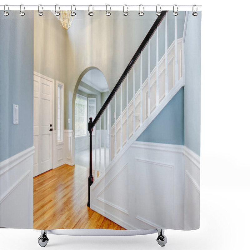 Personality  Blue Empty Entrace With White Molding And Staircase. Shower Curtains