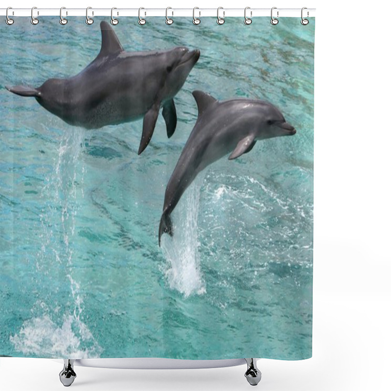 Personality  Jumping Dolphins Shower Curtains