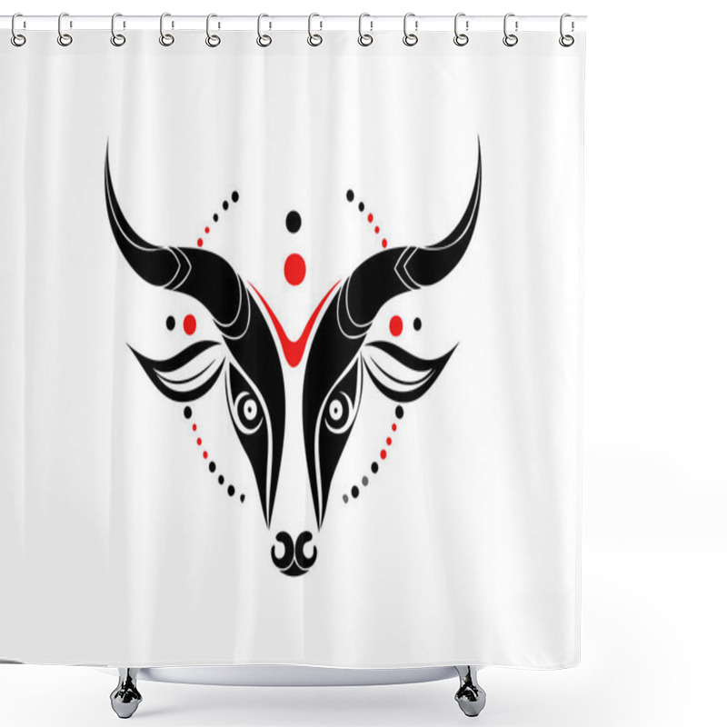 Personality  Abstract Bull Head Illustration In Black And Red For Modern Art And Design Concepts Shower Curtains