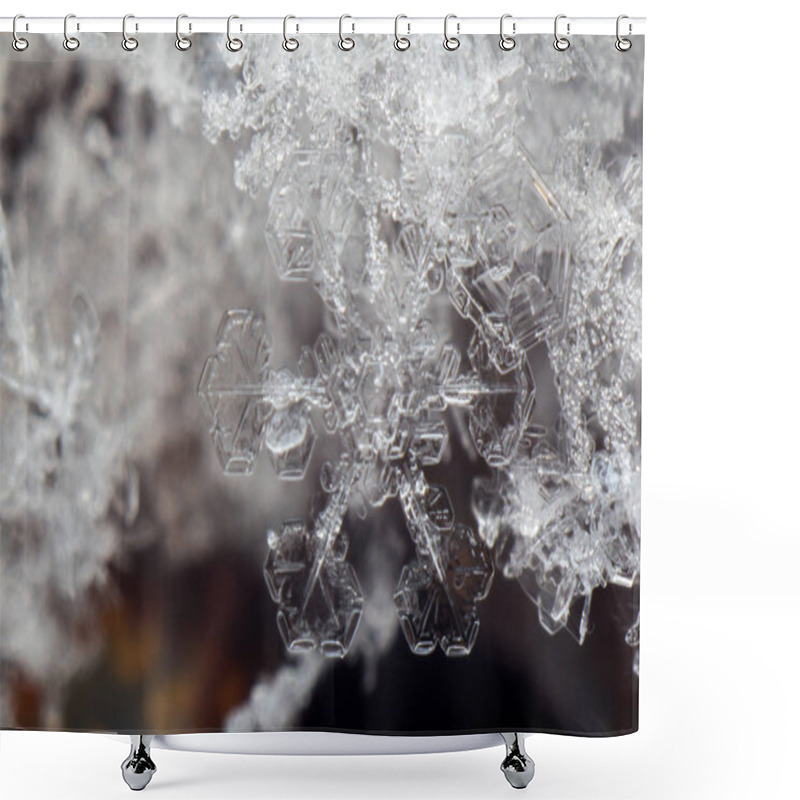 Personality  Closeup Macro Snowflake Shower Curtains