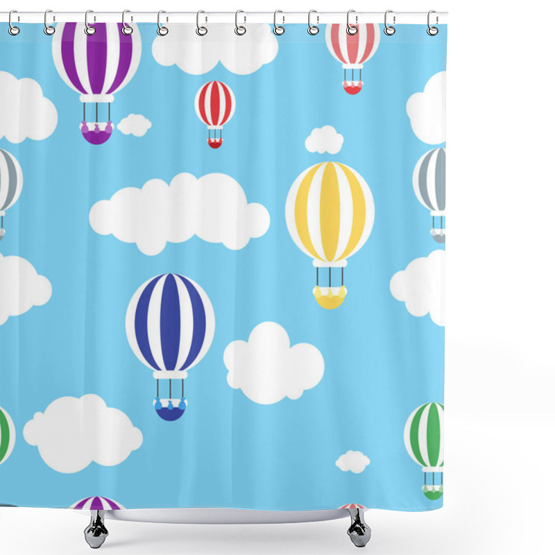 Personality  Sky With Air Balloons Seamless Pattern, Vector Illustration  Shower Curtains