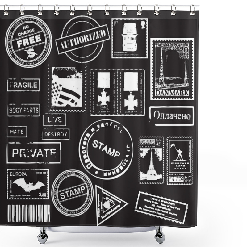 Personality  Vector Set Of Retro Stamps - For Design Shower Curtains