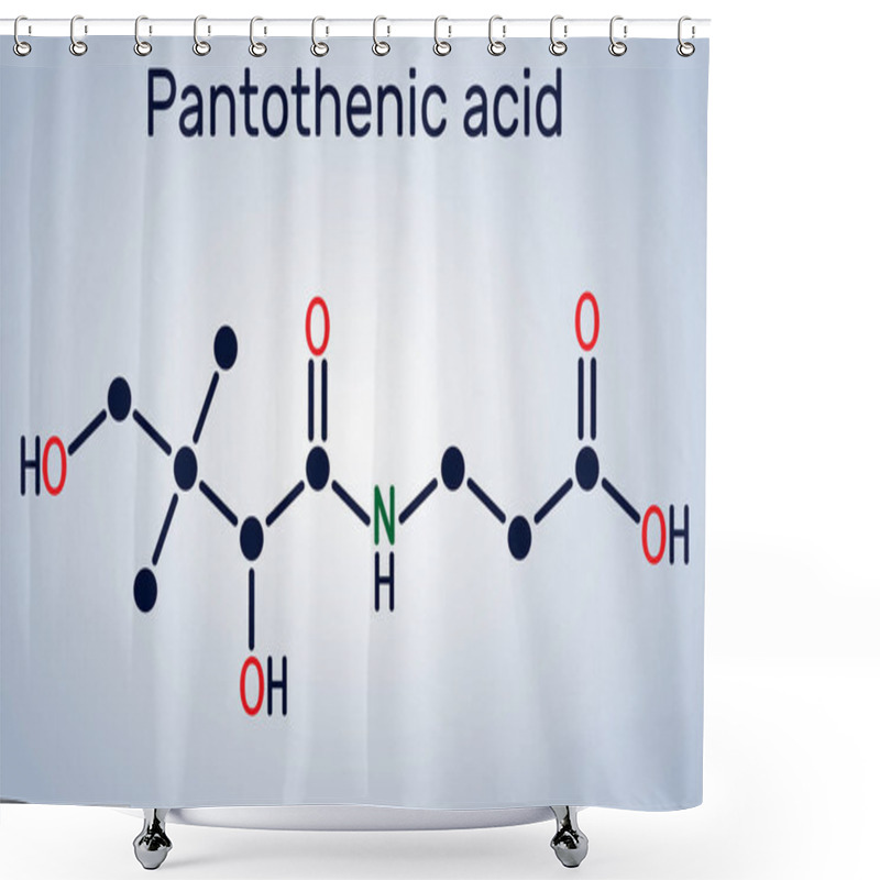 Personality  Pantothenic Acid, Vitamin B5, Pantothenate Molecule. Structural Chemical Formula. Vector Illustration Shower Curtains