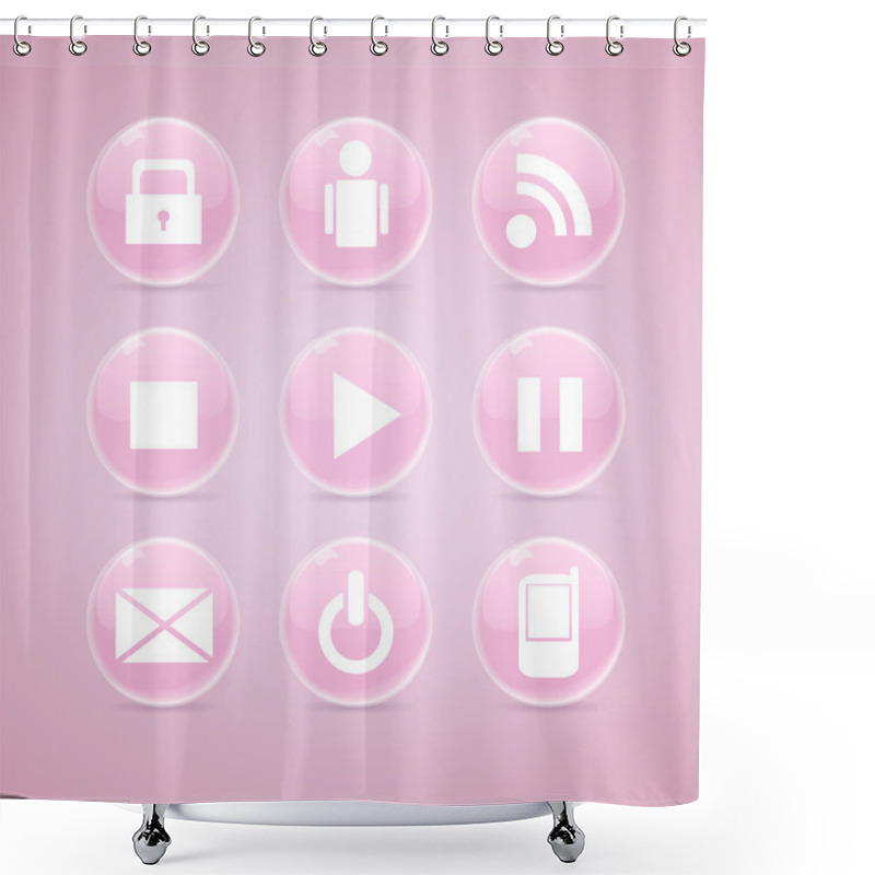 Personality  Glossy Media Buttons. Vector Shower Curtains