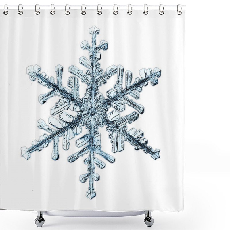 Personality  Snowflake Isolated Object On White Background Natural Photo Crystal Shower Curtains