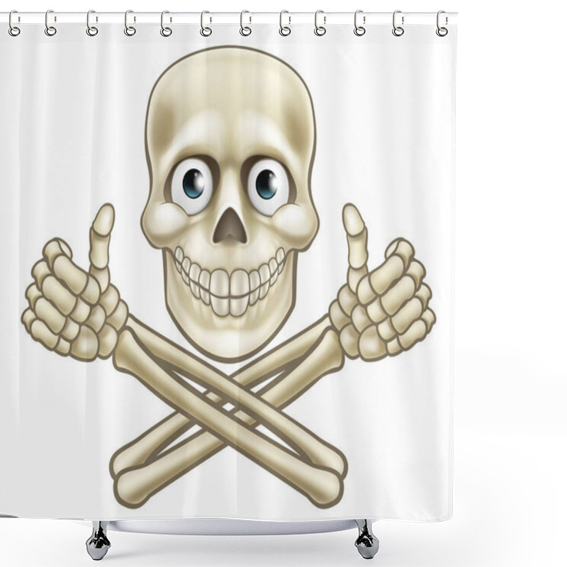 Personality  Skull And Crossbones Giving Thumbs Up Shower Curtains