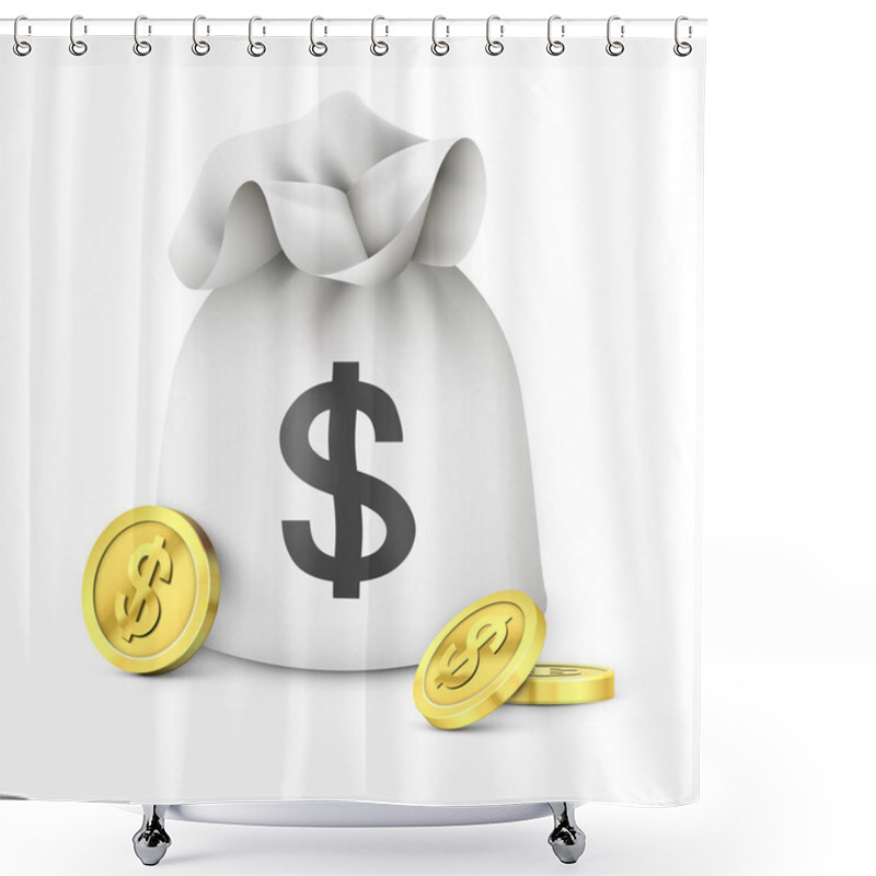 Personality  3d Illustration Of Dollar Bag With Money Isolated On White Background Shower Curtains