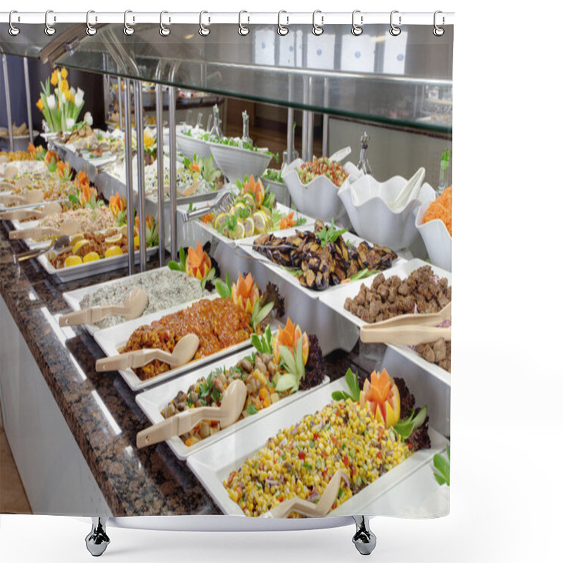 Personality  Food buffet in restaurant shower curtains