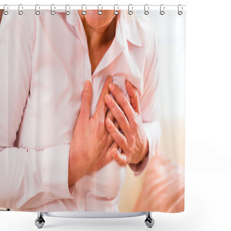 Personality  Senior Woman Having Heart Attack Shower Curtains