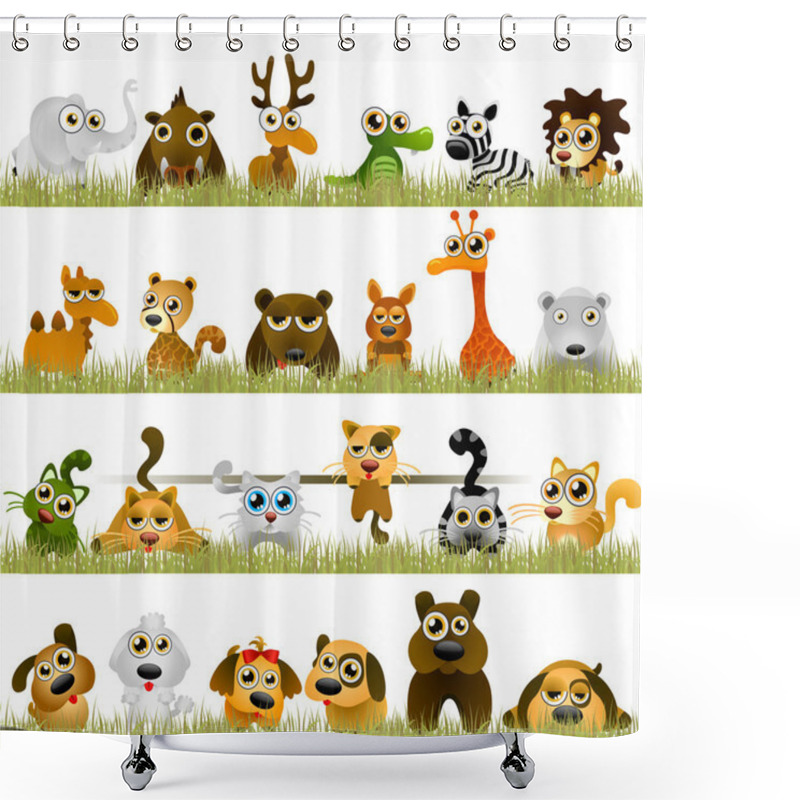 Personality  Cartoon Animals (big Set) Shower Curtains