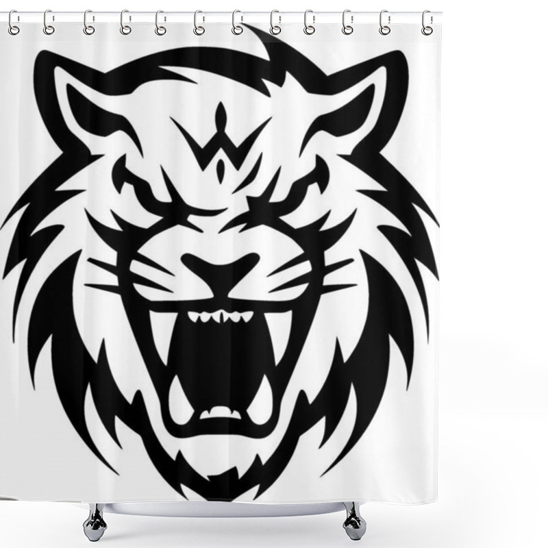 Personality  Tiger - Black And White Vector Illustration Shower Curtains