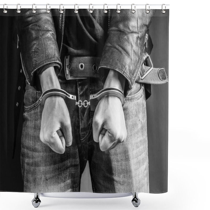 Personality  Male Hands In Handcuffs Shower Curtains