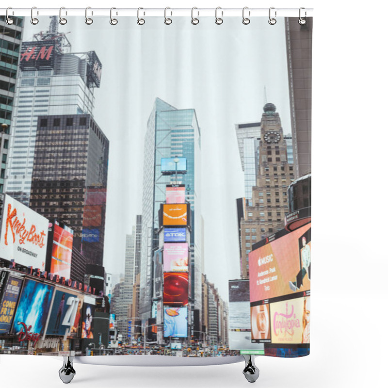 Personality  TIMES SQUARE, NEW YORK, USA - OCTOBER 8, 2018: Skyscrapers And Billboards On Times Square In New York, Usa Shower Curtains