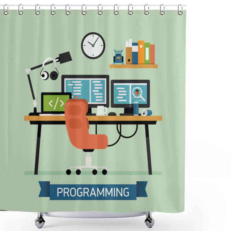 Personality  Creative Illustration On Programming Shower Curtains