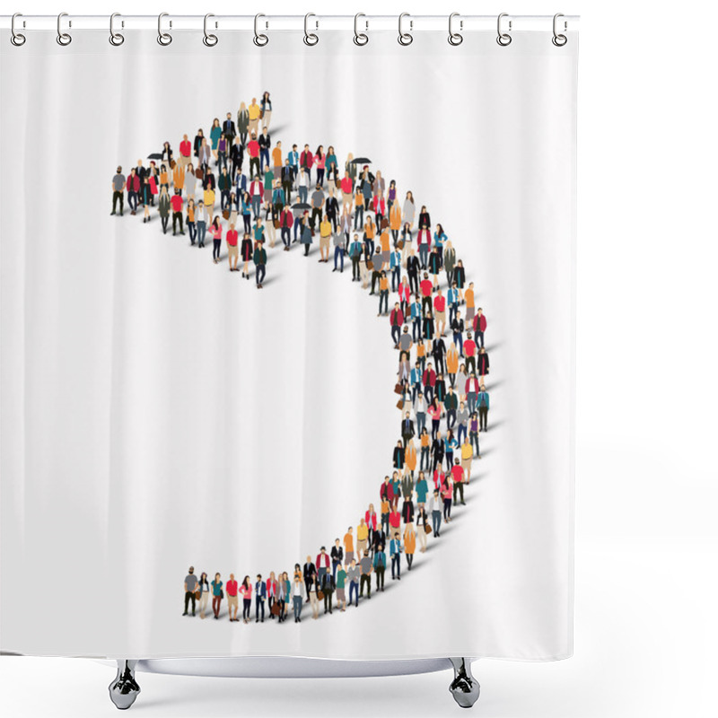 Personality  Crowd People  Shape  Arrow Direction Shower Curtains